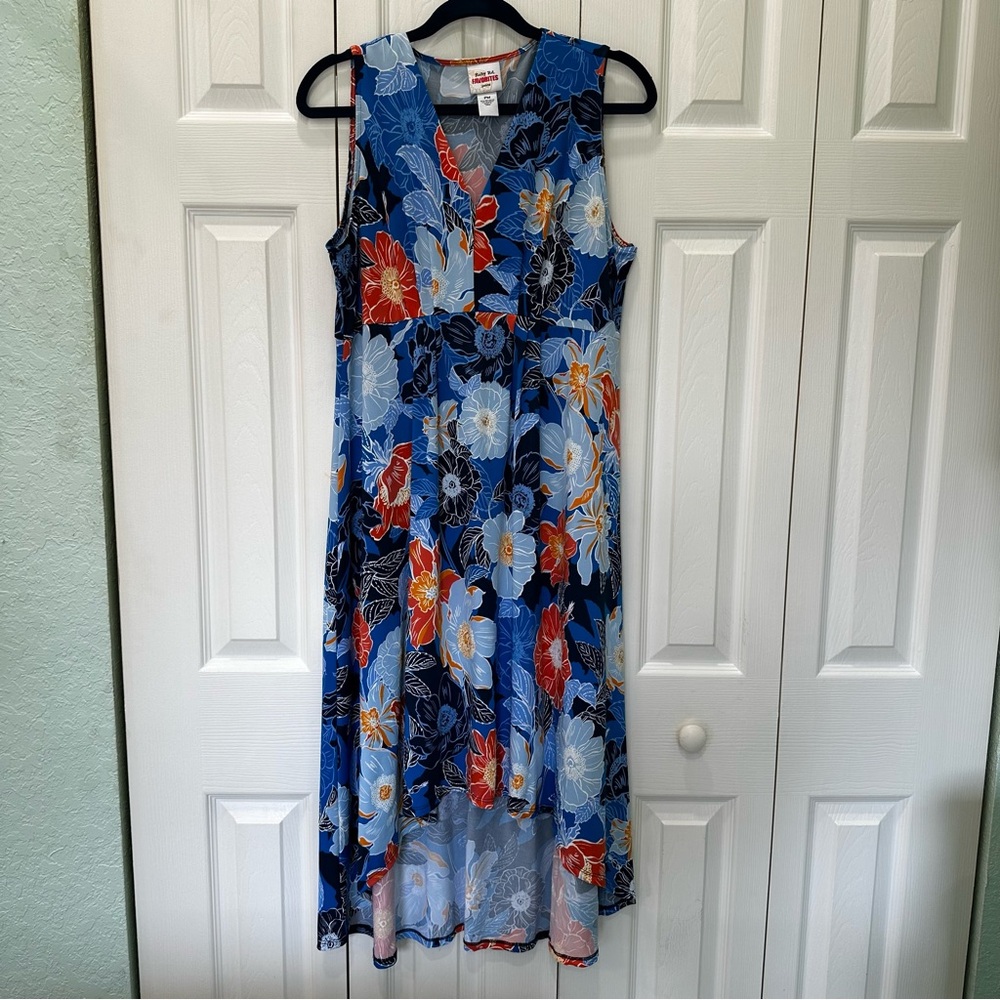 Ruby Rd. Favorites Petite Dress with Blue and Orange Accents